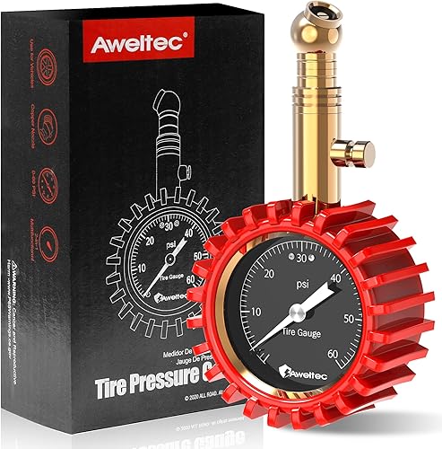 Medidor de presión de neumáticos de 0 a 60 PSI Calibre de neumáticos de alta precisión con esfera brillante grande de 2 pulgadas fácil de leer,