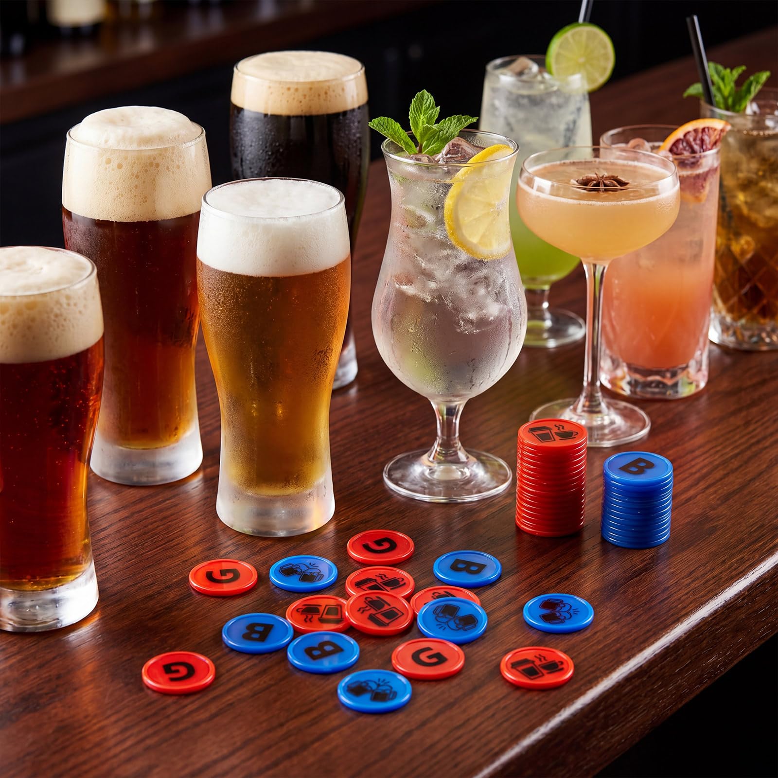 Nezyo 300 Gettoni Token Ø 24 mm Gettoni Riutilizzabili per Birra, Bevande e Cibo, 100 Pezzi per Tipologia Ideali per Festival della Birra, Ristoranti, Mense, Feste, Eventi in Discoteca e Festival