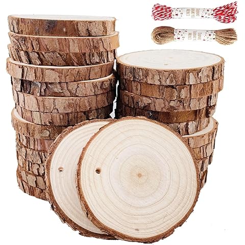 Unfinished Natural Wood Slices 30 Pcs 2.4