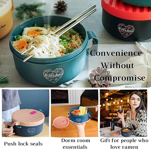 Miniatura 5 de AI LOVE PEACE Tazón de ramen para microondas con tapa, apto para microondas, para dormitorio, máquina de ramen, apto para microondas, fideos