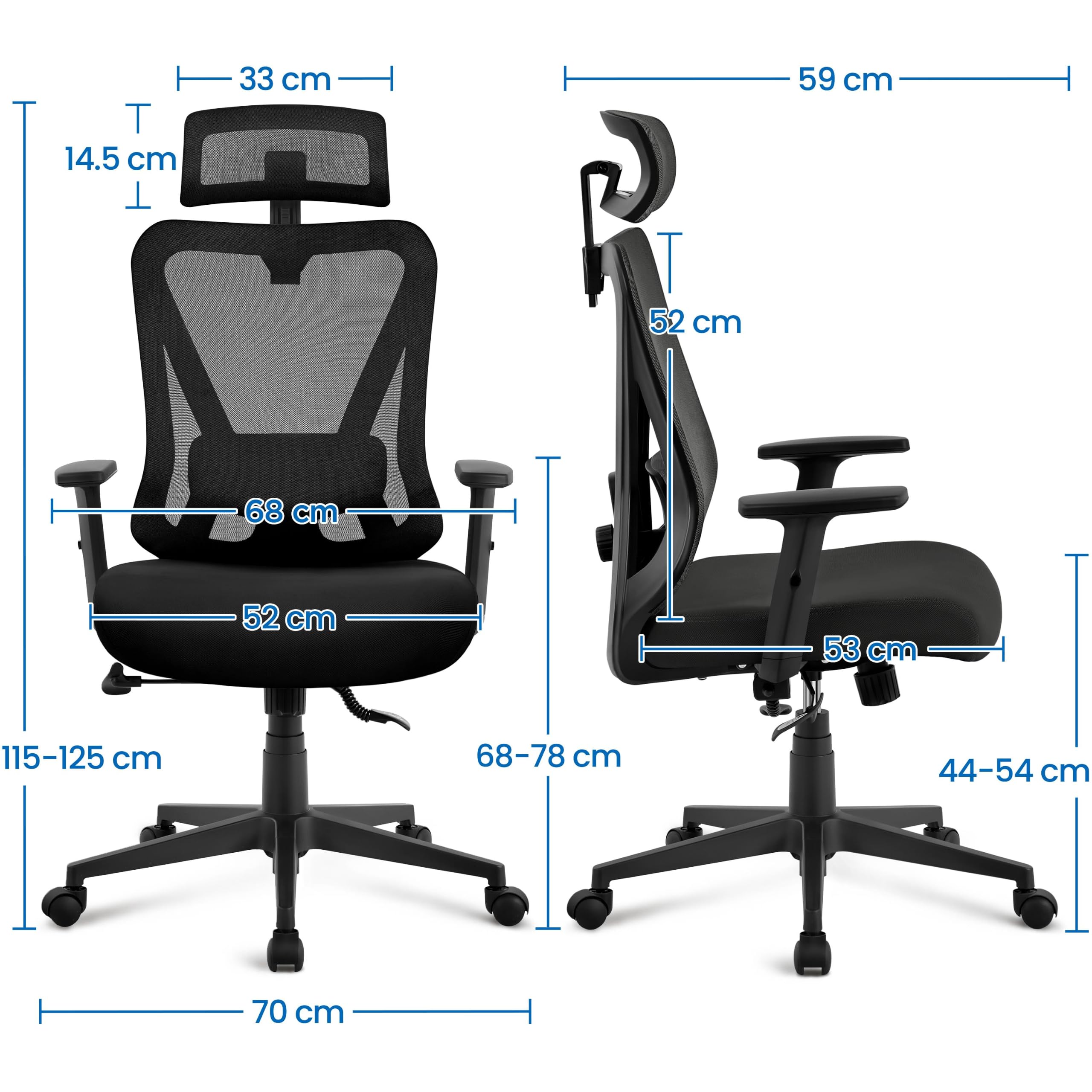 Poltrona Sedia da Ufficio Scrivania Ergonomica Reclinabile Nero