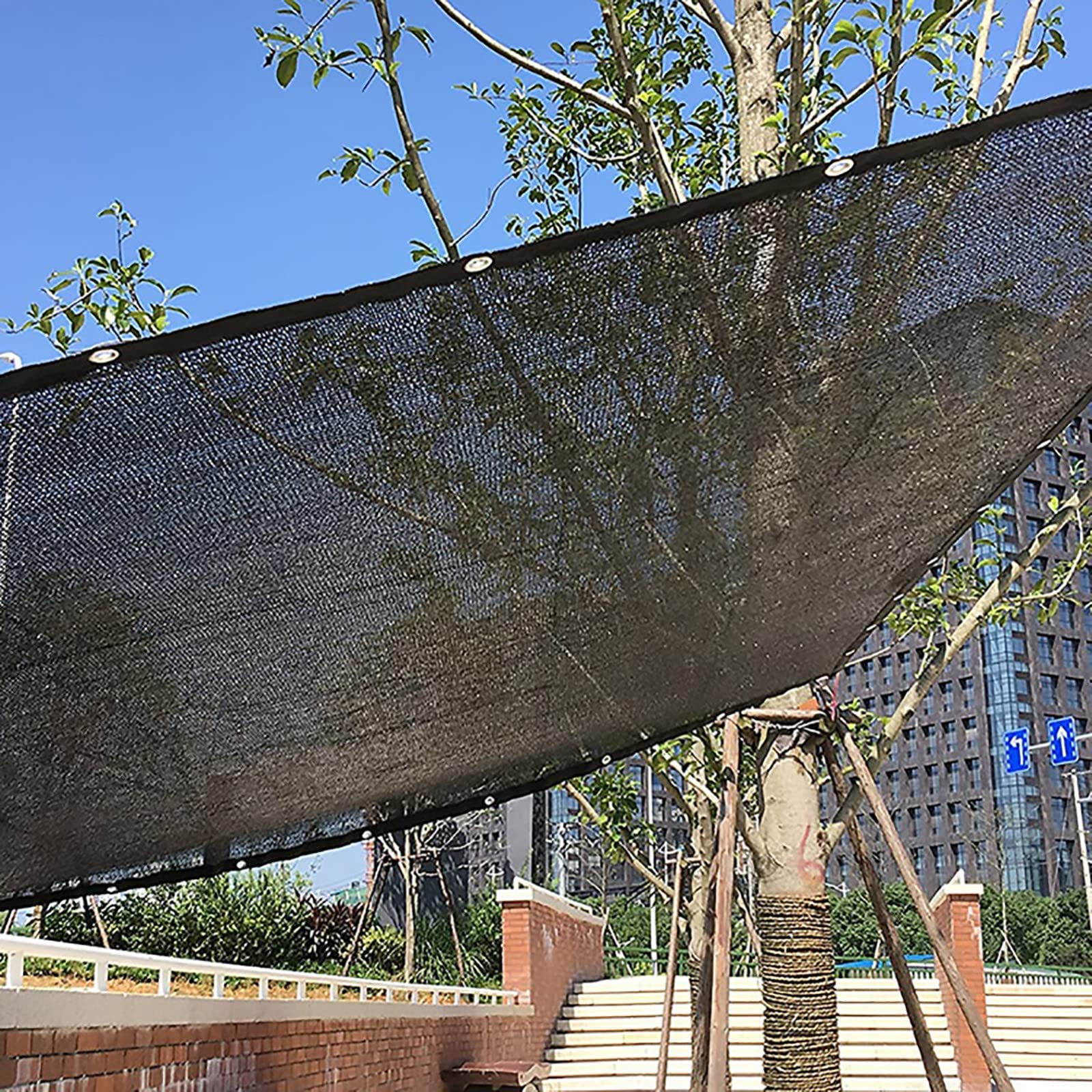 KLGFBDC 10x10m UV Protection Shade Net 90%95% Sun Blocker with Grommets for Balcony Roof Greenhouse Car Black Shading Netting (32.8ft x 32.8ft)