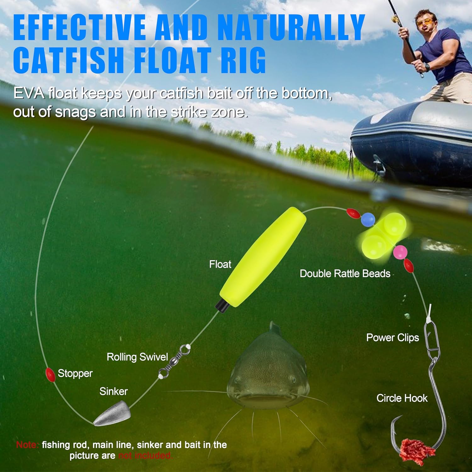Catfish Rig Catfishing Tackle Making Kit,131/139pcs Santee Cooper Rigs with Circle Hooks Peg Floats Bobber Stoppers Swivels Rattle Bell Beads Catfishing Gear Equipment
