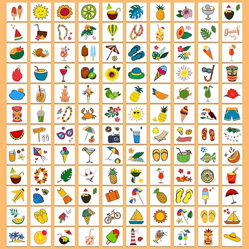 Miniatura 5 de Partywind 408 tatuajes hawaianos para decoraciones de fiestas, suministros de recuerdos de fiesta hawaianos Luau para niños y niñas, tatuajes
