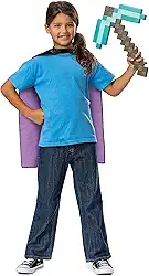 Disguise Conjunto 156249, acessórios oficiais de fantasia Minecraft para crianças, tamanho único, criança, picareta de diamante e capa