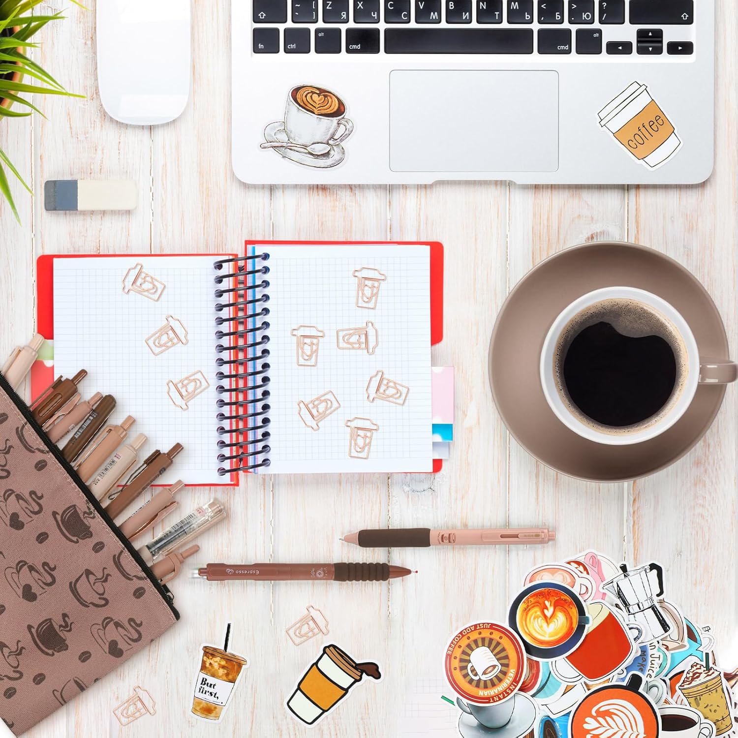 Geyoga 71 Pcs Cute Coffee Pens Bulk for Coffee Lover Aesthetic Stationery Supplies Gel Ink Pens Retractable 0.5mm Fine Point Black Ink Kawaii Smooth Writing for Office Supplies image 5 of 7 B0CJ2V263G