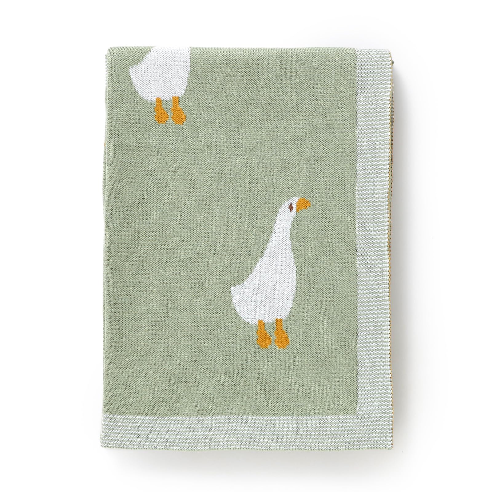 Babydecke aus 100% Baumwolle gestrickte weiche Decke für Neugeborene mit schönen Zebra, 100 x 80 cm (grün-goose)