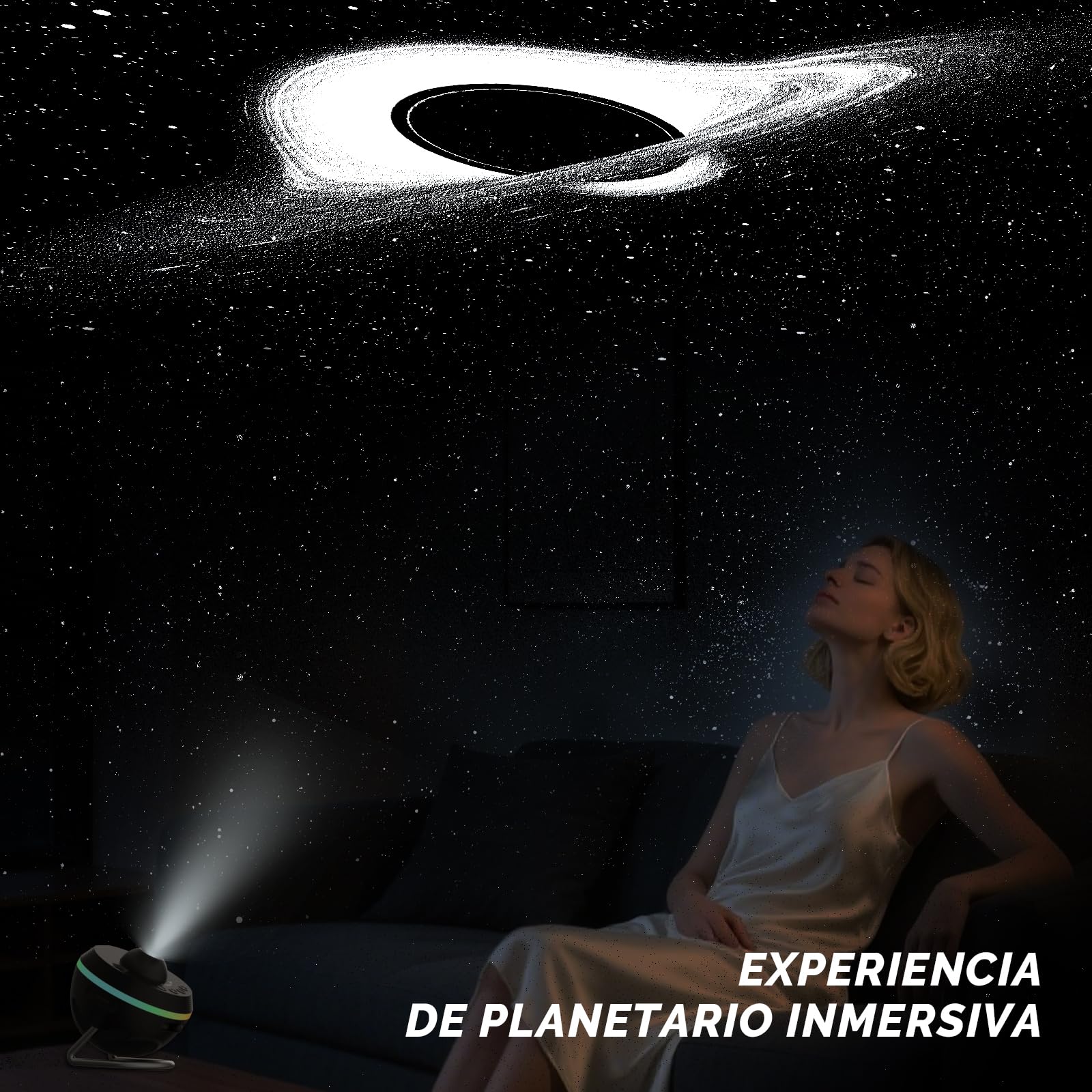 Proyector Galaxia, Proyector Estrellas Planetario Doméstico Techo Espacial Luz Nocturna con Tira, Meteor and Galaxy Projector & 2 Films Set para Niños Aultos Regalo