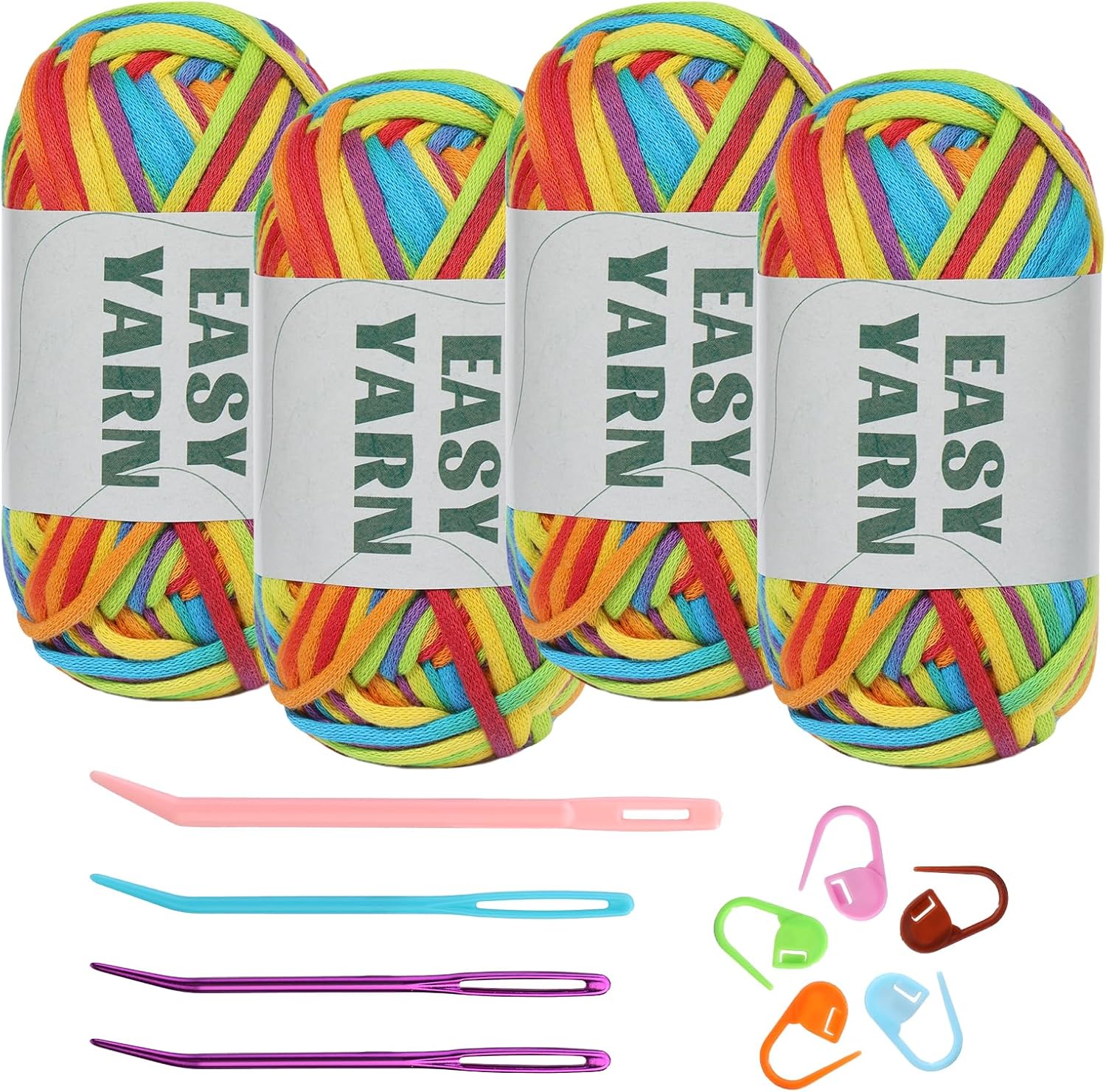 4x50g Easy Yarn, Crochet Yarn, Cotton Blend Yarn for