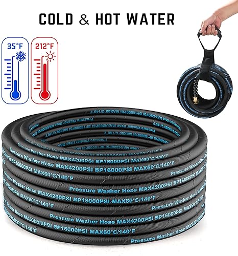Miniatura 7 de Manguera de lavado a presión de 100 pies, accesorio de manguera de lavadora eléctrica con conector rápido de 38 pulgadas, manguera trenzada de