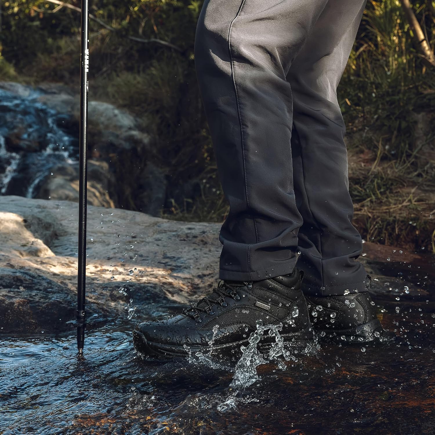 CC-Los Men's Waterproof Hiking Boots Non-Slip Outdoor Walking Ankle Height