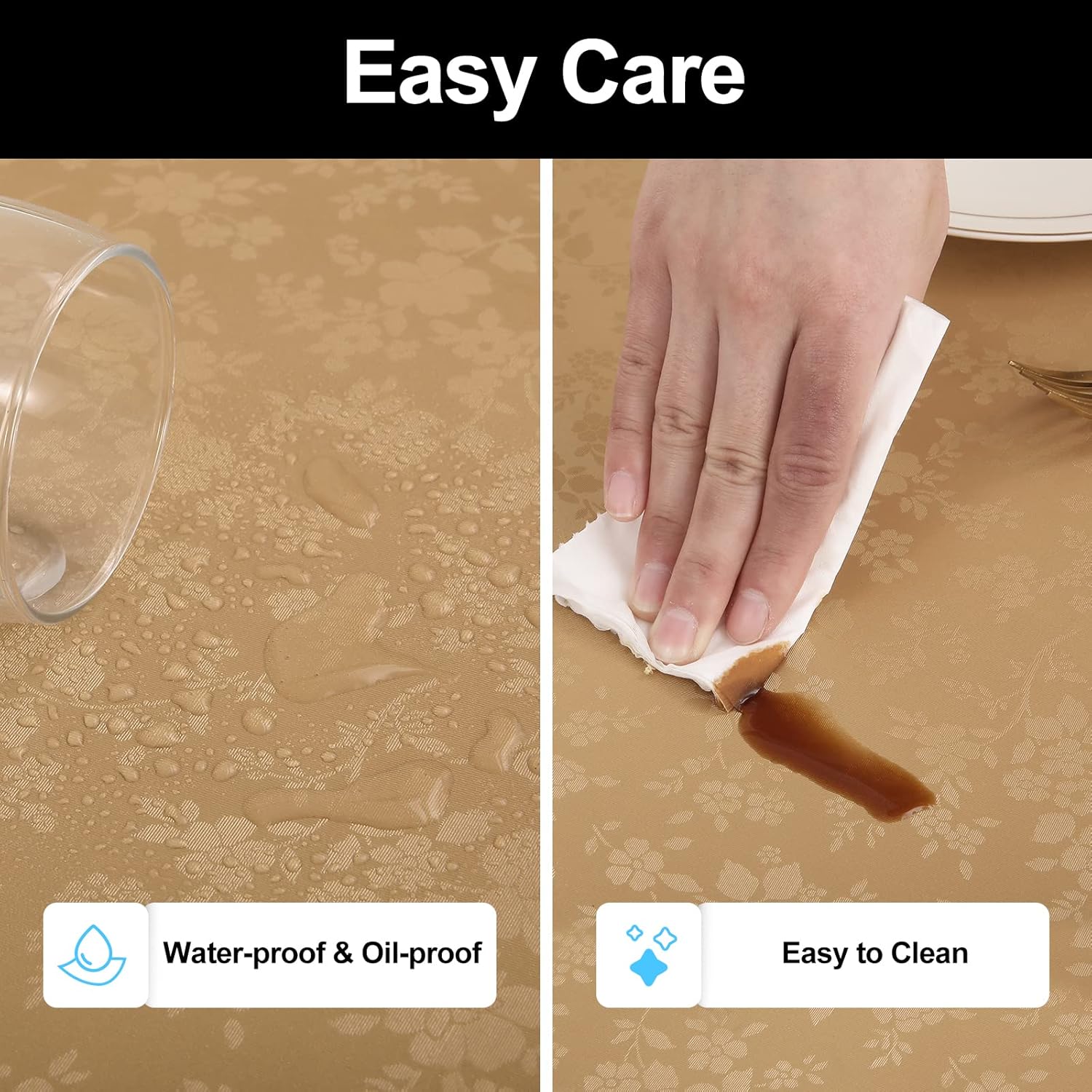 Smiry Rectangle Table Cloth, Waterproof Heavy Duty Vinyl Tablecloths, Wipeable Washable Table Cover for Kitchen and Dining Room (Brown, 60" X 84")