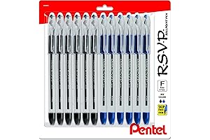 Pentel RSVP Fine Point Pen Black Ink - Pack of 12 Black