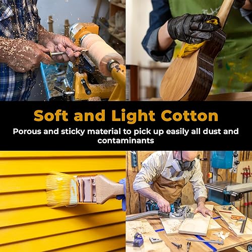 Miniatura 5 de Eshazu - Paño adhesivo prémium (paquete de 12)  Eliminador de polvo y partículas de grado profesional para carpintería y pintura  Trapos de tachuela