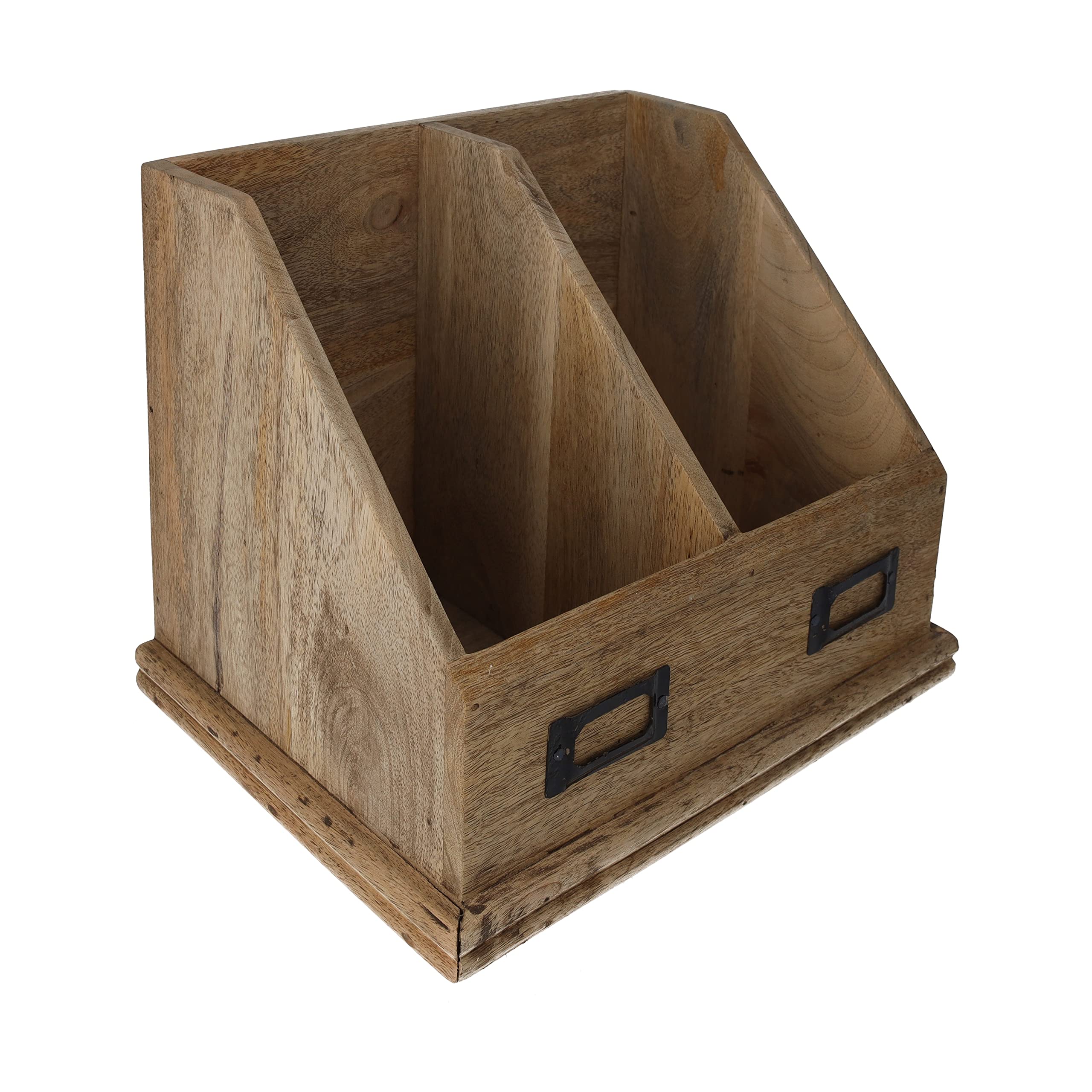 Keyhomestore- Portalettere Realizzato in Legno, Ideale per scrivania, portariviste per Salotto o Cucina a 2 scompartimenti per Posta Multiuso – Altezza cm 25. Ideale Come complemento per Interni.