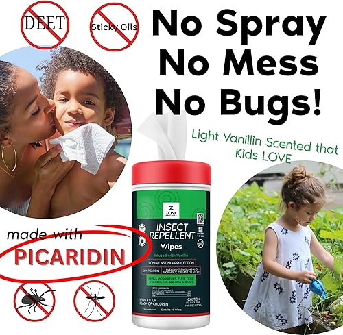 Miniatura 3 de Toallitas repelentes de insectos perfumadas con picaridina 80 toallitas con infusión de picaridina, protección probada de 12 horas. Perfecto para