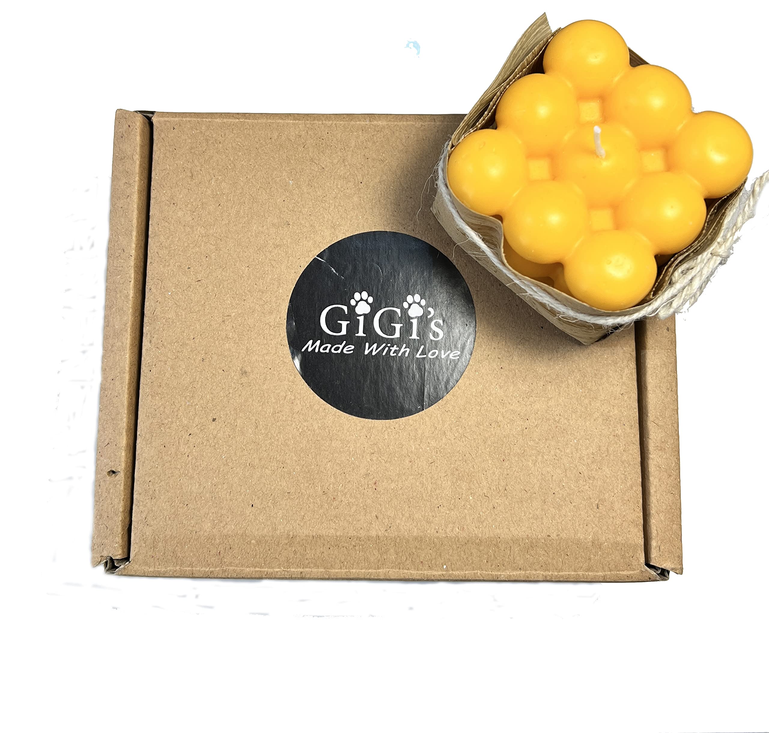 GIGI'S TRADITIONAL HANDICRAFTS WORKSGigi's Made With Love, Bubbles Edition Bees Wax Candle 6x6cm 150grams (Peach)