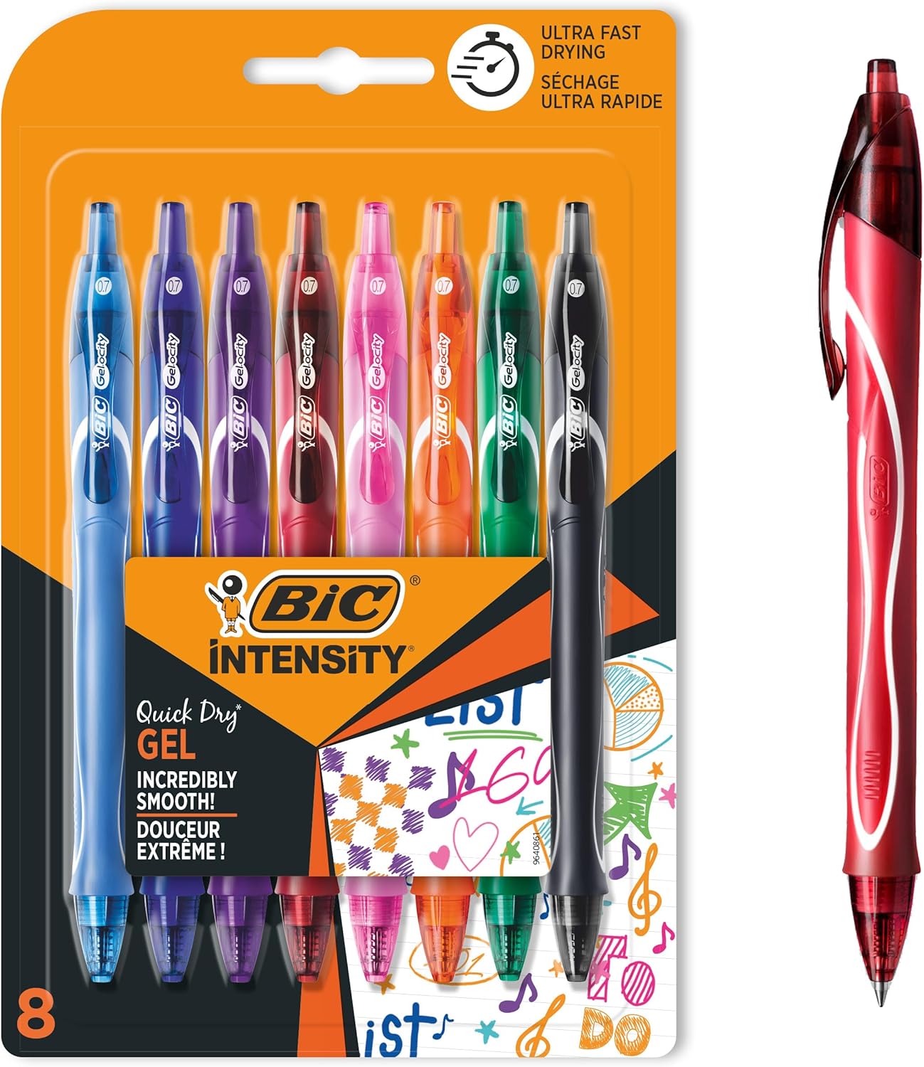 Bic Gel-ocity Quick Dry Ballpoint Pens - Assorted Colours, Pack of 8