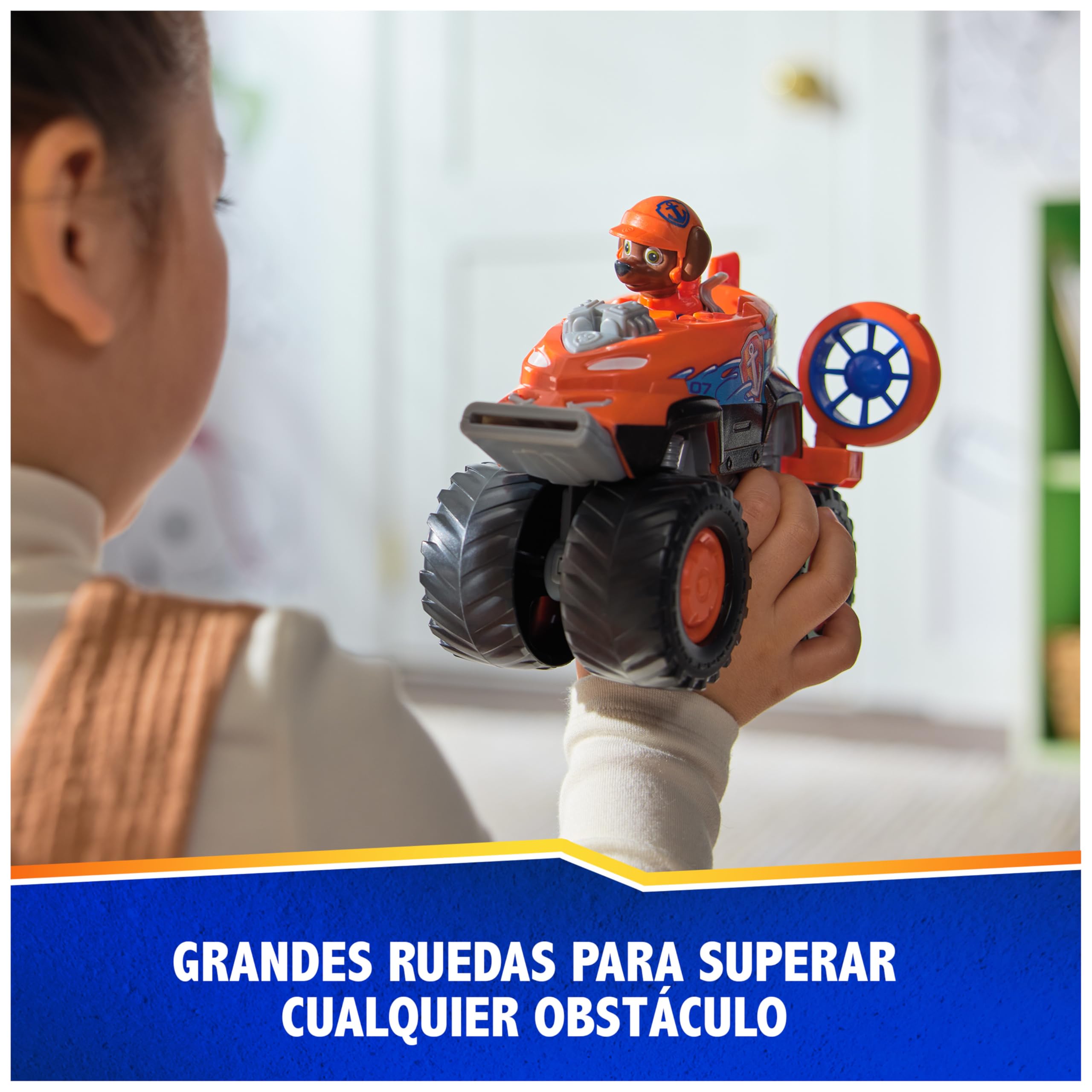 Paw Patrol Patrulla Canina - Pack Figura Zuma Rescue Wheels y Vehículo Aerodeslizador Lanza Proyectiles - Patrulla Canina Juguetes - Juguetes Niños 3 años + - Regalo Niño 3 años