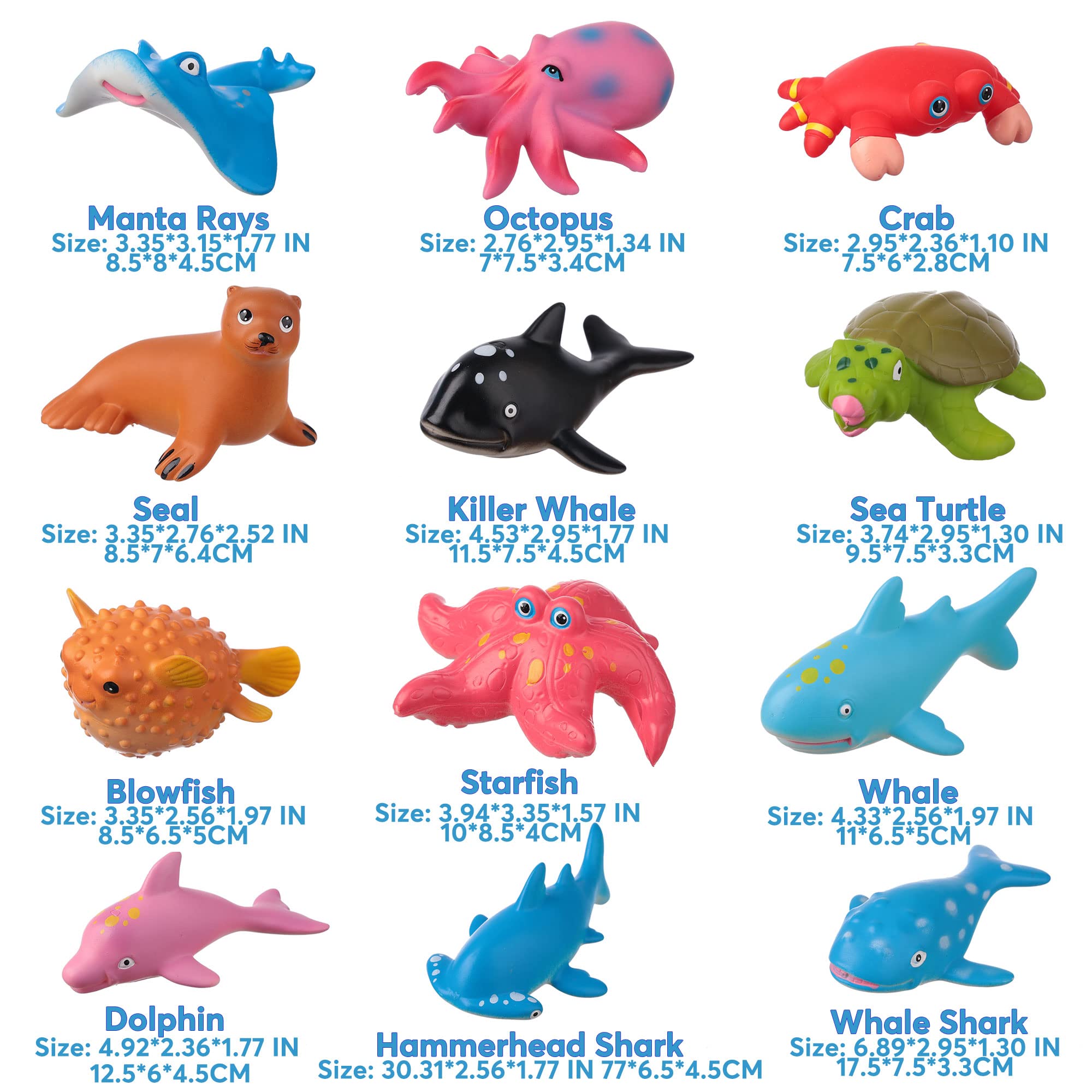 Giocattoli da Bagno Senza Foro per Bambini, 12 Pezzi Senza Muffa Baby Ocean Sea Animal Vasca da Bagno Piscina Giocattoli per Ragazzi Ragazze