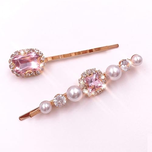 Miniatura 4 de 4 pines decorativos de oro con perlas de cristal de diamante rosa, accesorios para mujeres