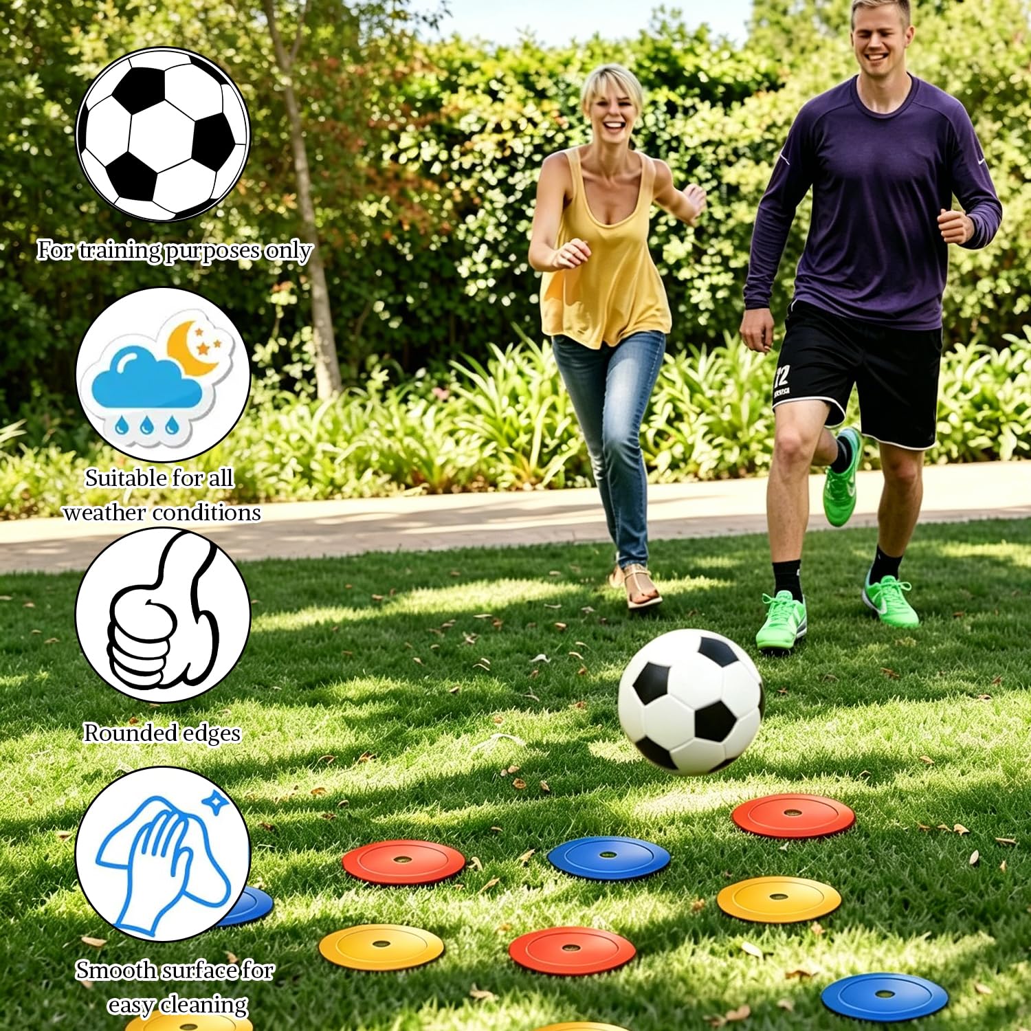 Set da 30 Cinesini con Supporto e Rete I Piatto Coni Allenamento per Uso Interno Esterno e Marcatura Campo I Cinesini per Allenamento Calcio per Allenamento Agilità Calcio