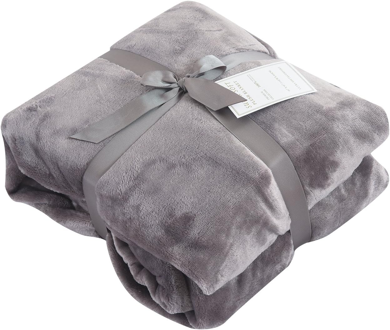 Caitlin White Throw Blanket for Couch/Sofa/Bed,Luxury Super Soft Microplush Velvet,60"x80",Grey