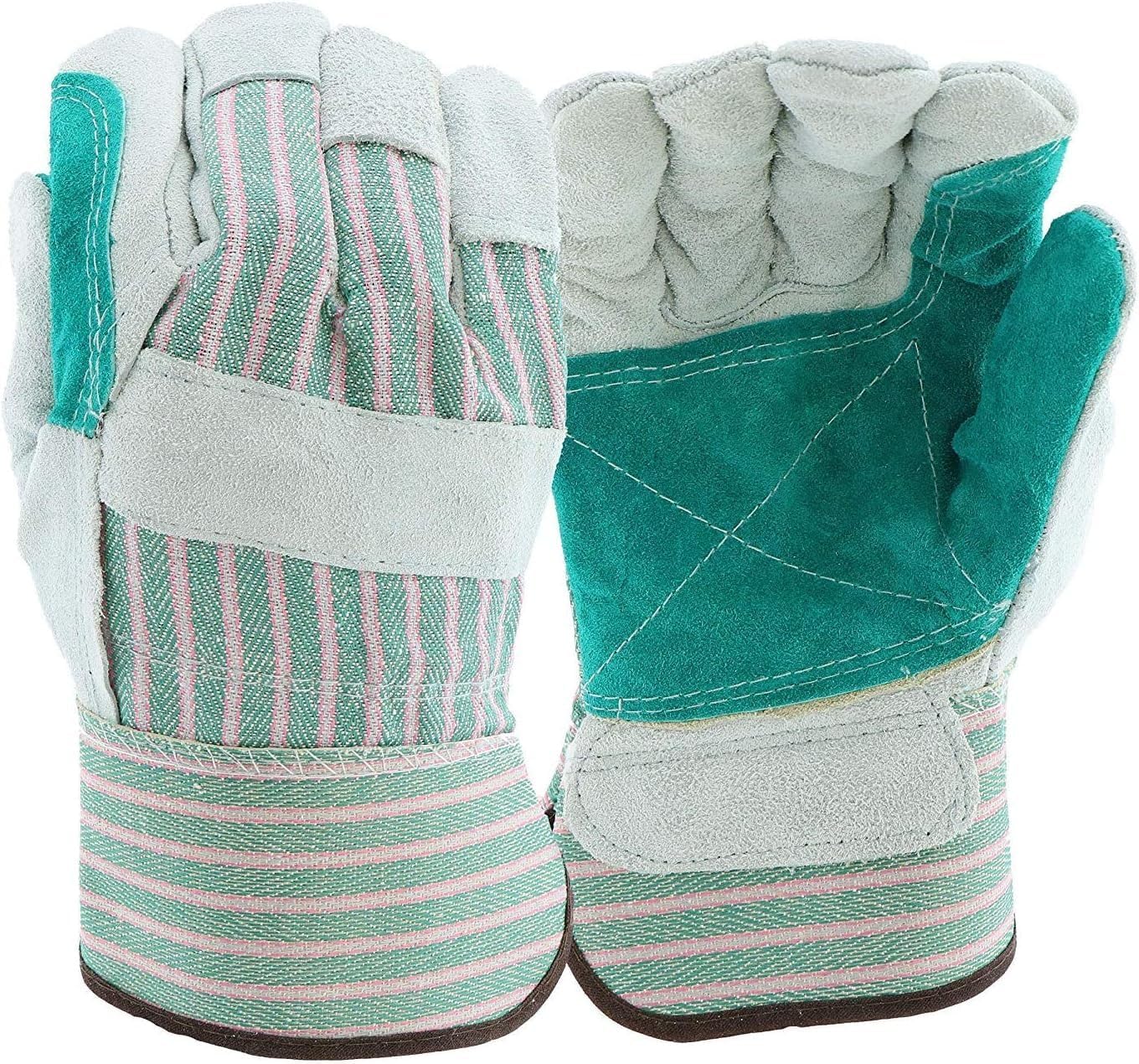 West Chester 500DP Rubberized Safety Cuff Leather Glove, 10.5" Length, Large, Gray (Case of 72 Pairs)