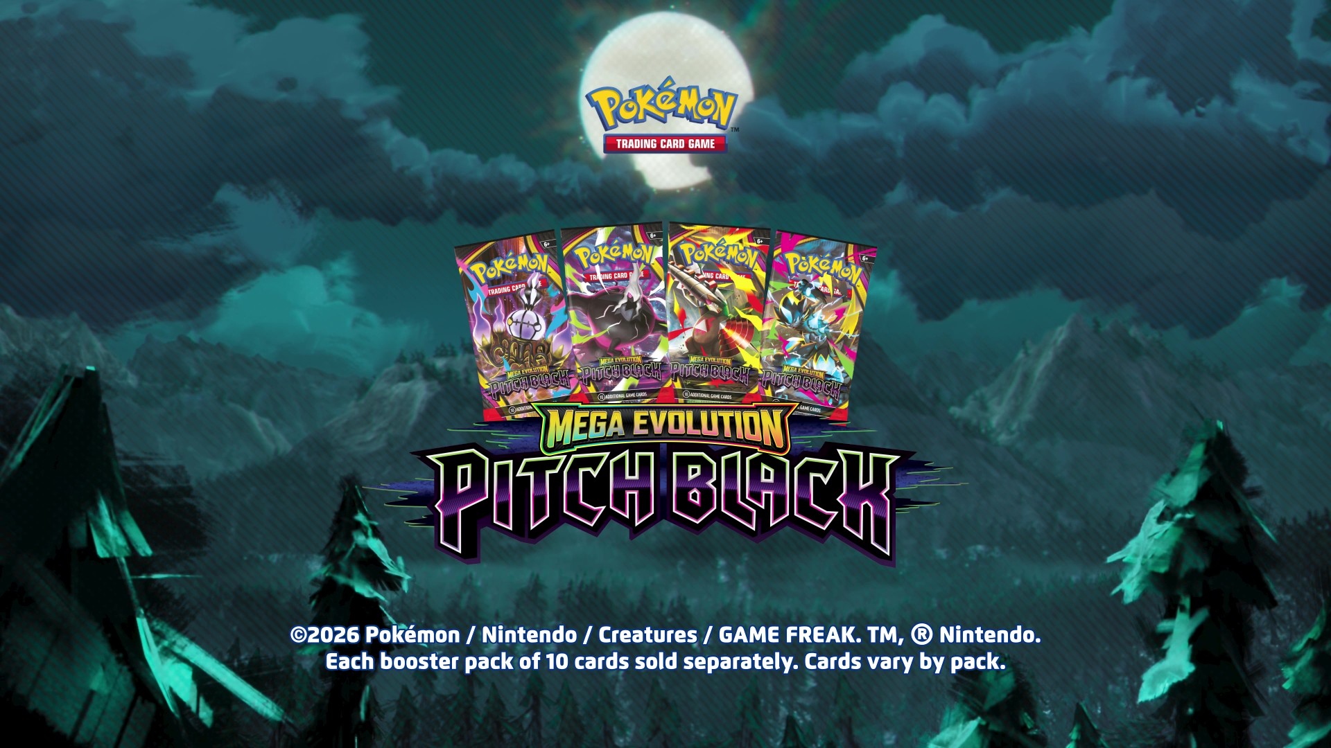 Pokémon TCG: Mega Evolution—Pitch Black Booster Display (18 Booster Packs) Toys & Games