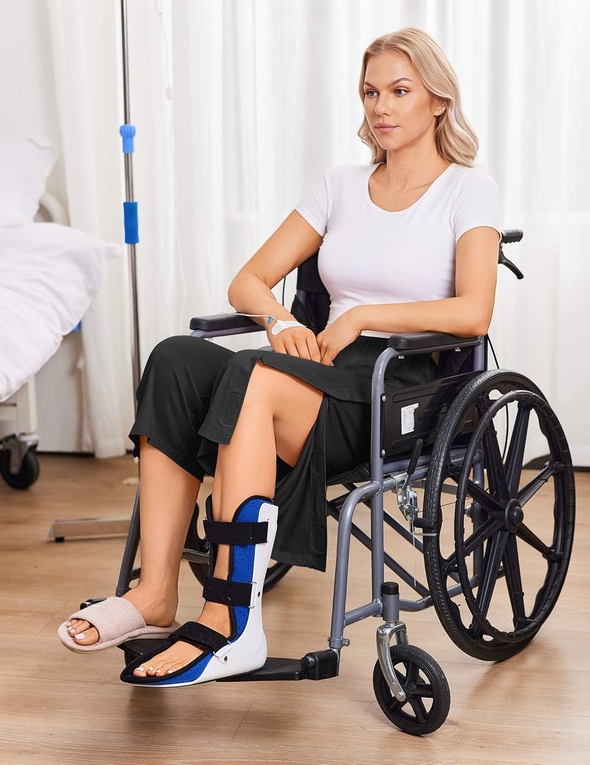 Deyeek Women's Tear Away Breakaway Capri Pants Post Surgery Recovery Hip Knee Ankle Replacement Adaptive Magic Tape Wide Leg - Image 4