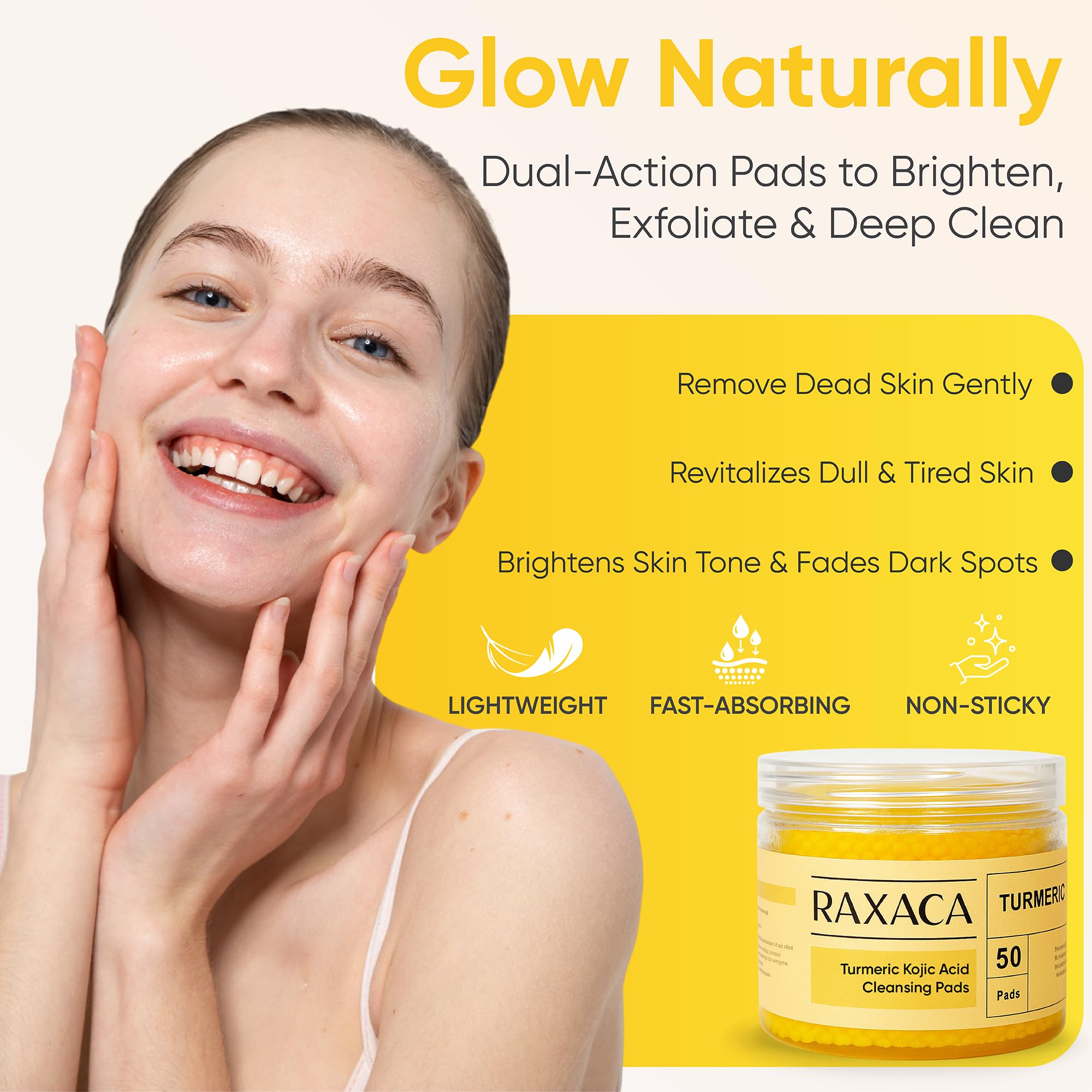 Amazon.com: RAXAC Kojic Acid & Turmeric Facial Cleansing Pads, 50