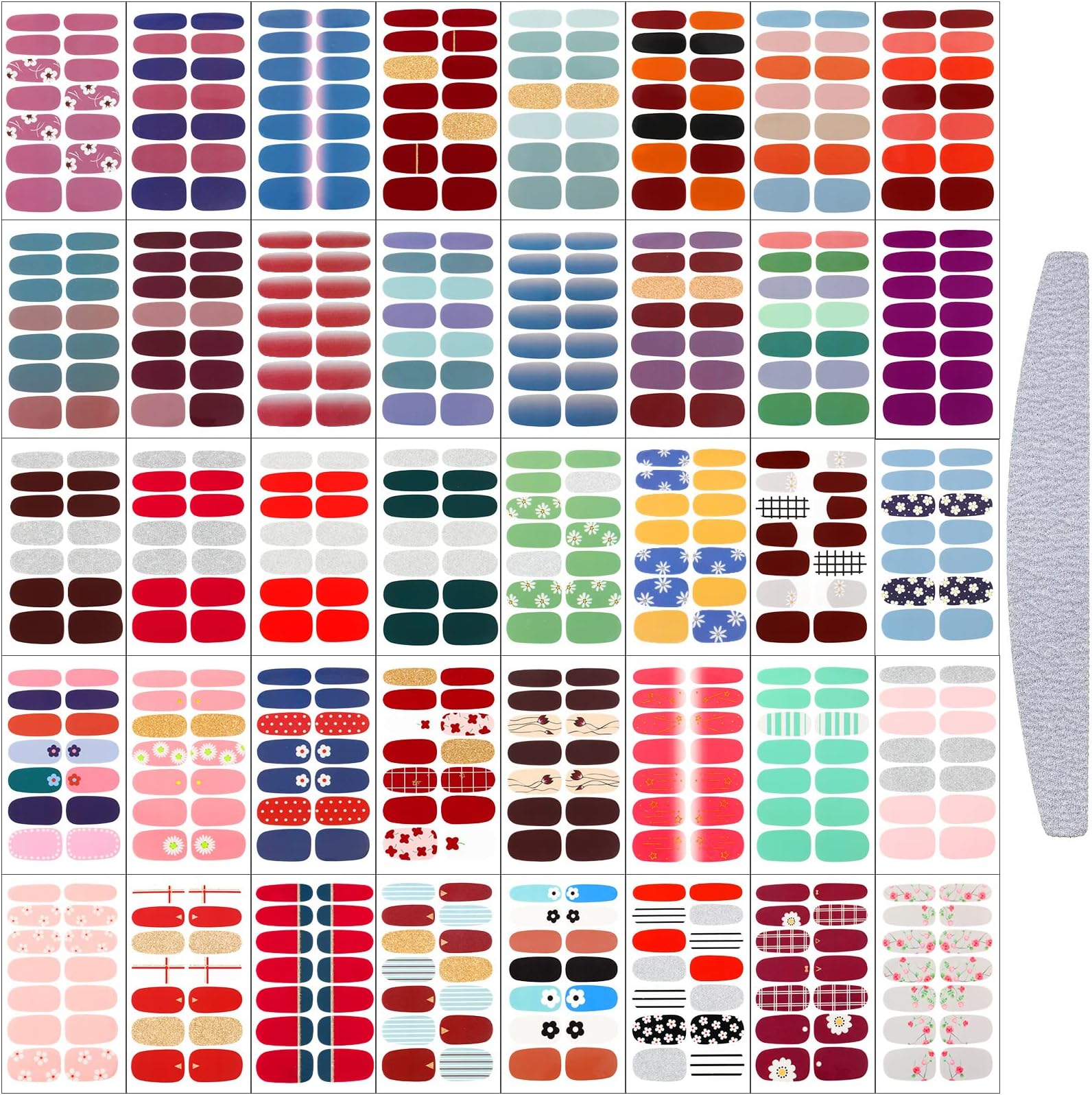 Maitys 560 Pieces 40 Sheets Full Wrap Nail Stickers Nail Polish Strips Decals Self Adhesive Gel Fingernail Strips Art Decals with File for Women DIY Craft Decorations(Flower Style)