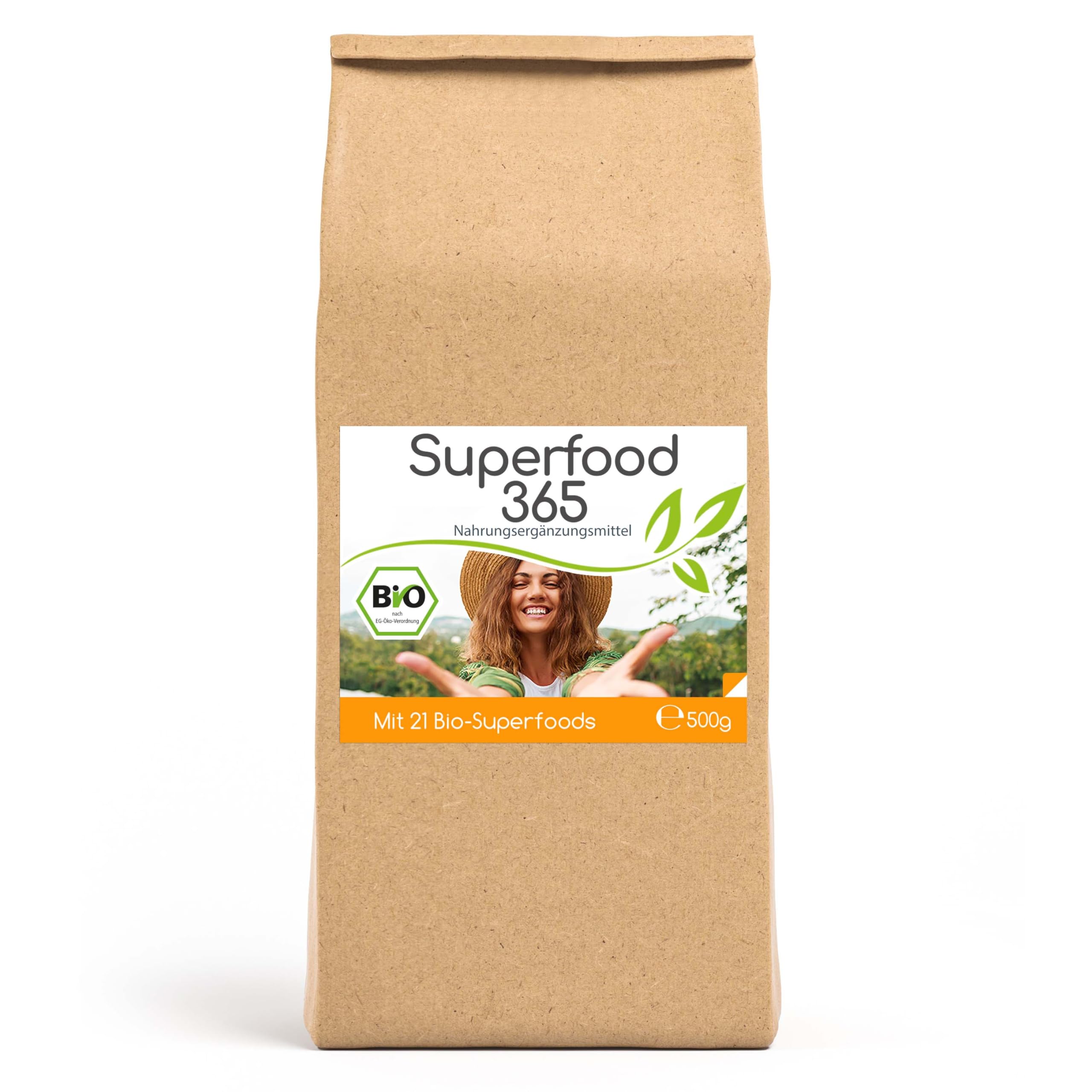 Superfood 365 Bio "Neue Rezeptur" - mit 21 Bio-Superfood (500g Im Beutel)