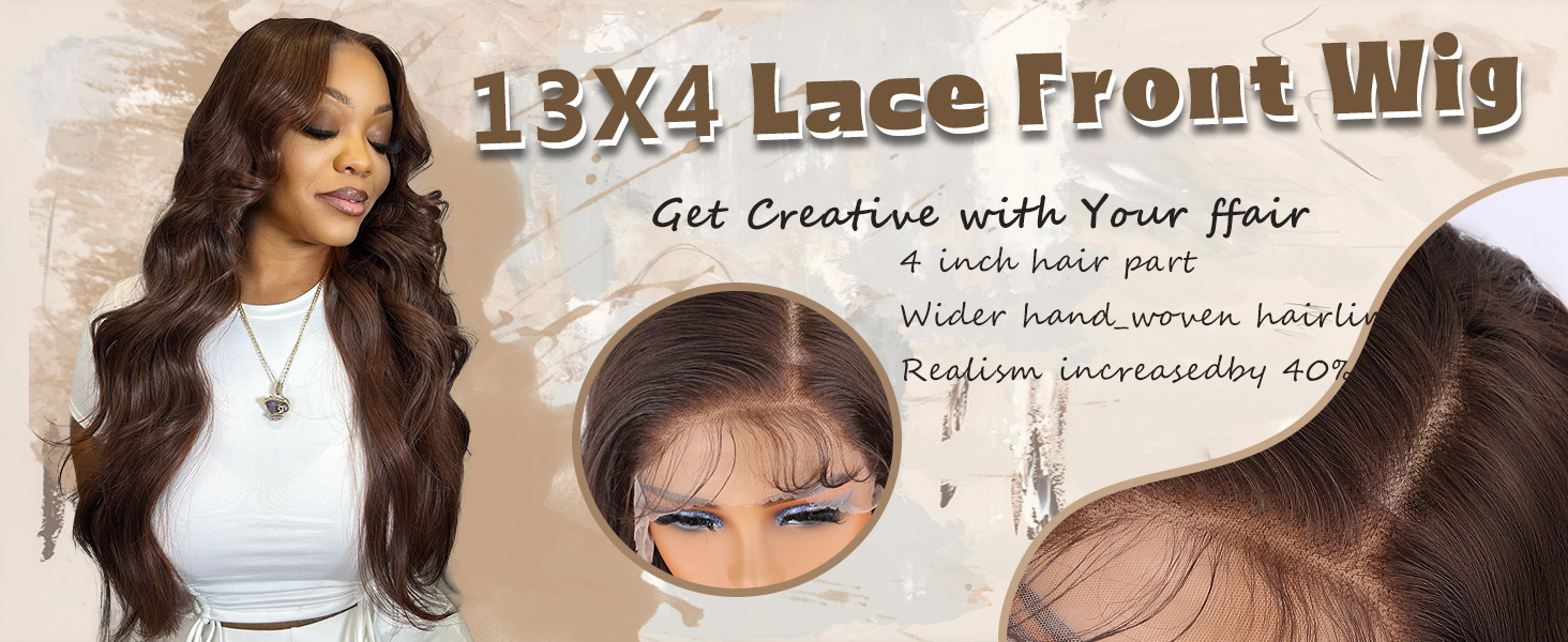 13x4 Dark Brown Lace Front Wig 26Inch Long Wavy Synthetic Wig with Baby Hair 13x4 Long Brown Wavy Lace Front Wigs long wavy brown With  main image 4