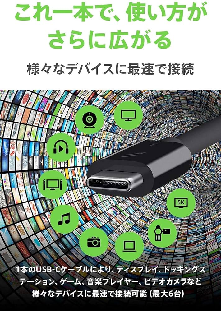 Amazon.co.jp: Belkin Thunderbolt 3ケーブル 高速 40Gbps 100W
