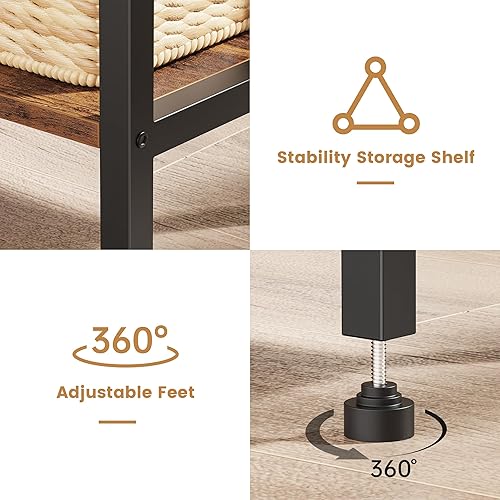 Miniatura 7 de Mesa auxiliar pequeña, mesa auxiliar alta con estante ajustable, soporte de mesa decorativa para decoración del hogar, mesa de entrada pequeña,