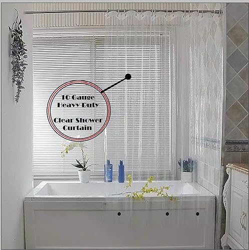 Elegant Comfort Forro de cortina de ducha transparente impermeable de peso resistente, forro de ducha de 72 x 72 pulgadas de largo para baño con 3