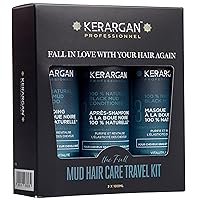 Kerargan - Kit Voyage Revitalisant à la Boue Noire de la Mer Morte pour Cheveux Gras