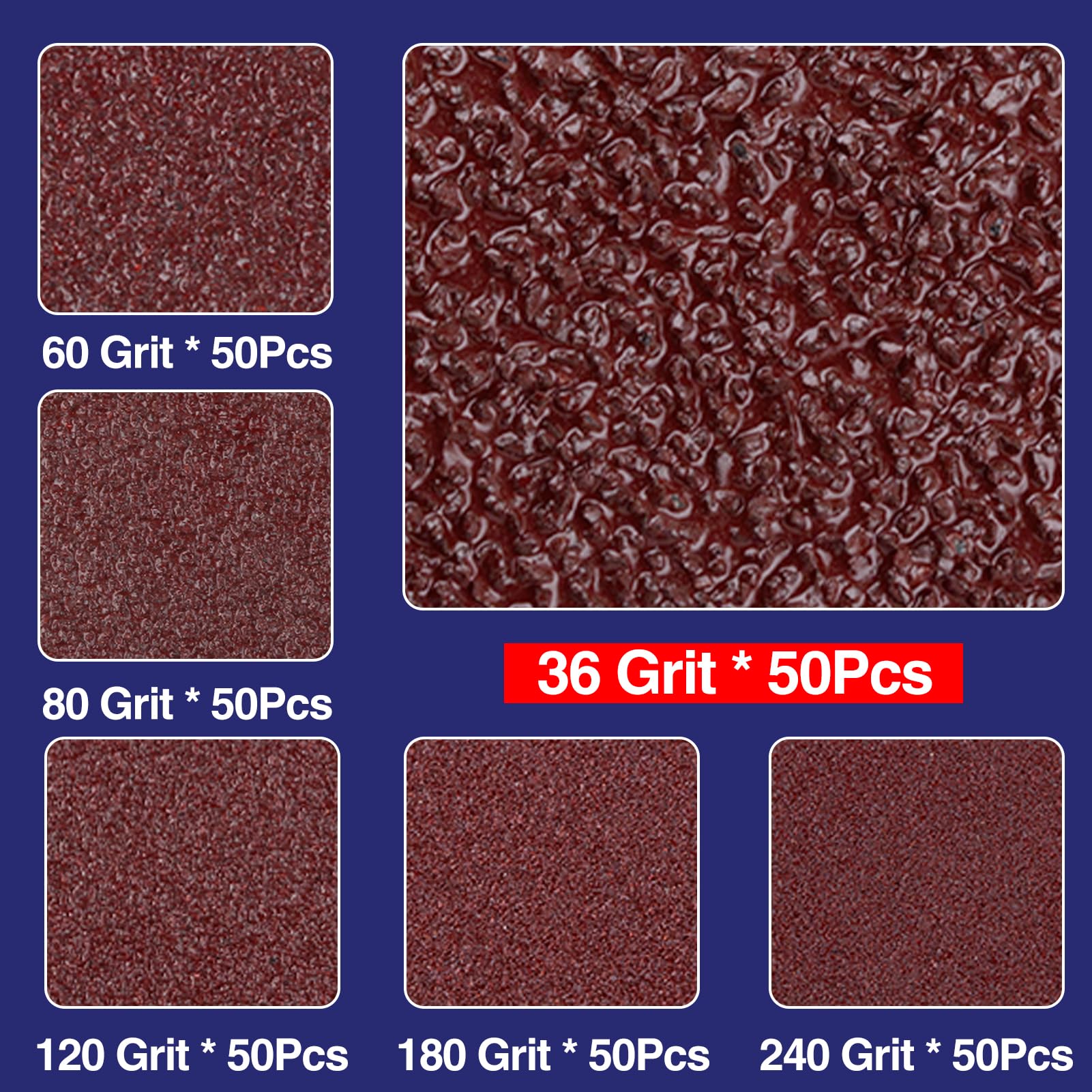 SPEEDWOX 50Pcs 2 pulgadas 36 Grit discos de cambio rápido recubierto de óxido de aluminio accesorios de molino de moldeo de papel de lija de óxido de aluminio discos de lijado de cambio