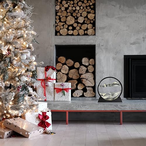 Miniatura 7 de Winthfure Imagen artística de arena en movimiento 3D de paisaje de arena de mar profundo en marco de arena redonda que fluye de vidrio, juguetes de