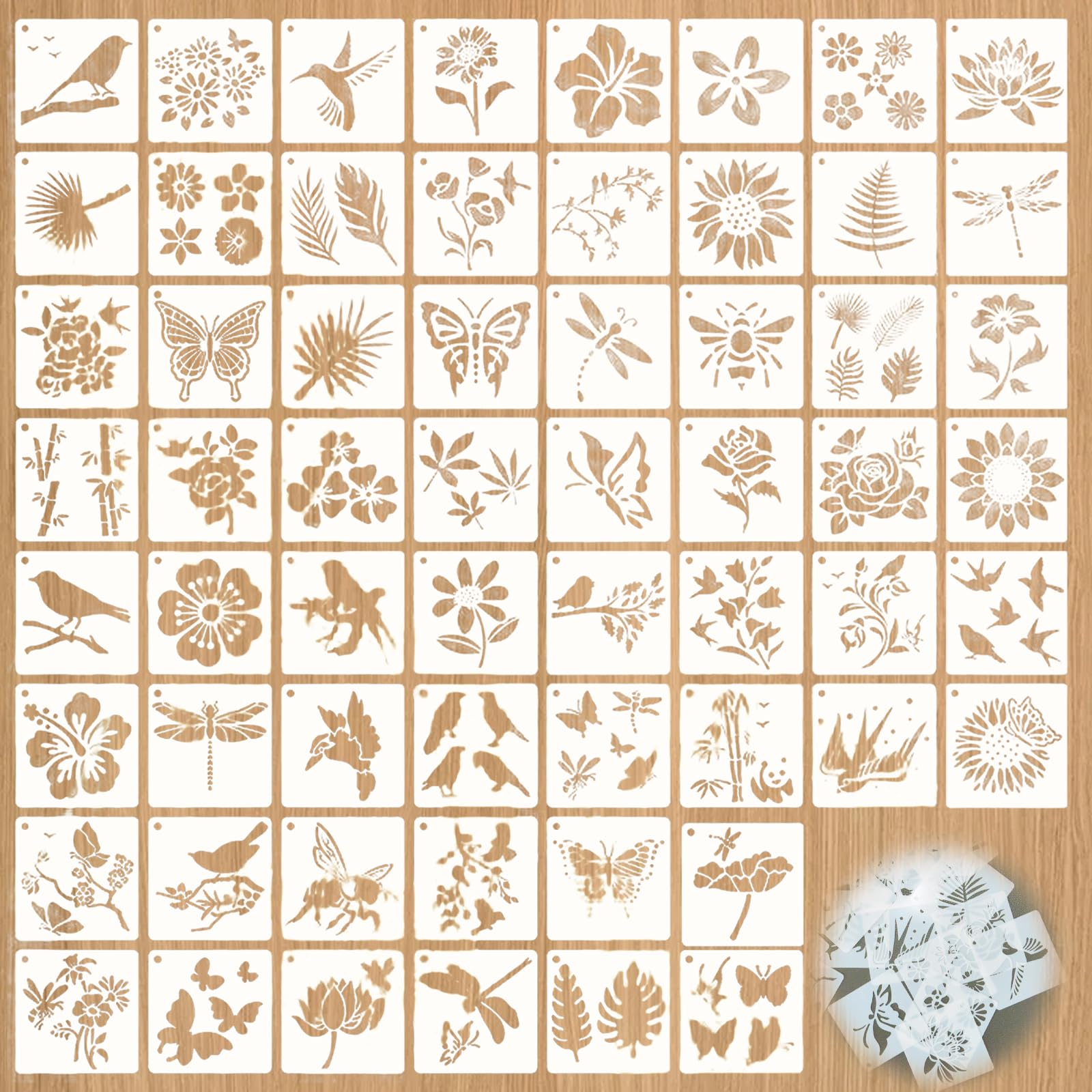 22 Stencil Fiori Per Pittura, Grandi E Riutilizzabili, Fiori Di Ciliegio E Margherite, Sagome In PET Per Fai Da Te Su Legno, Pareti, Mobili - 2