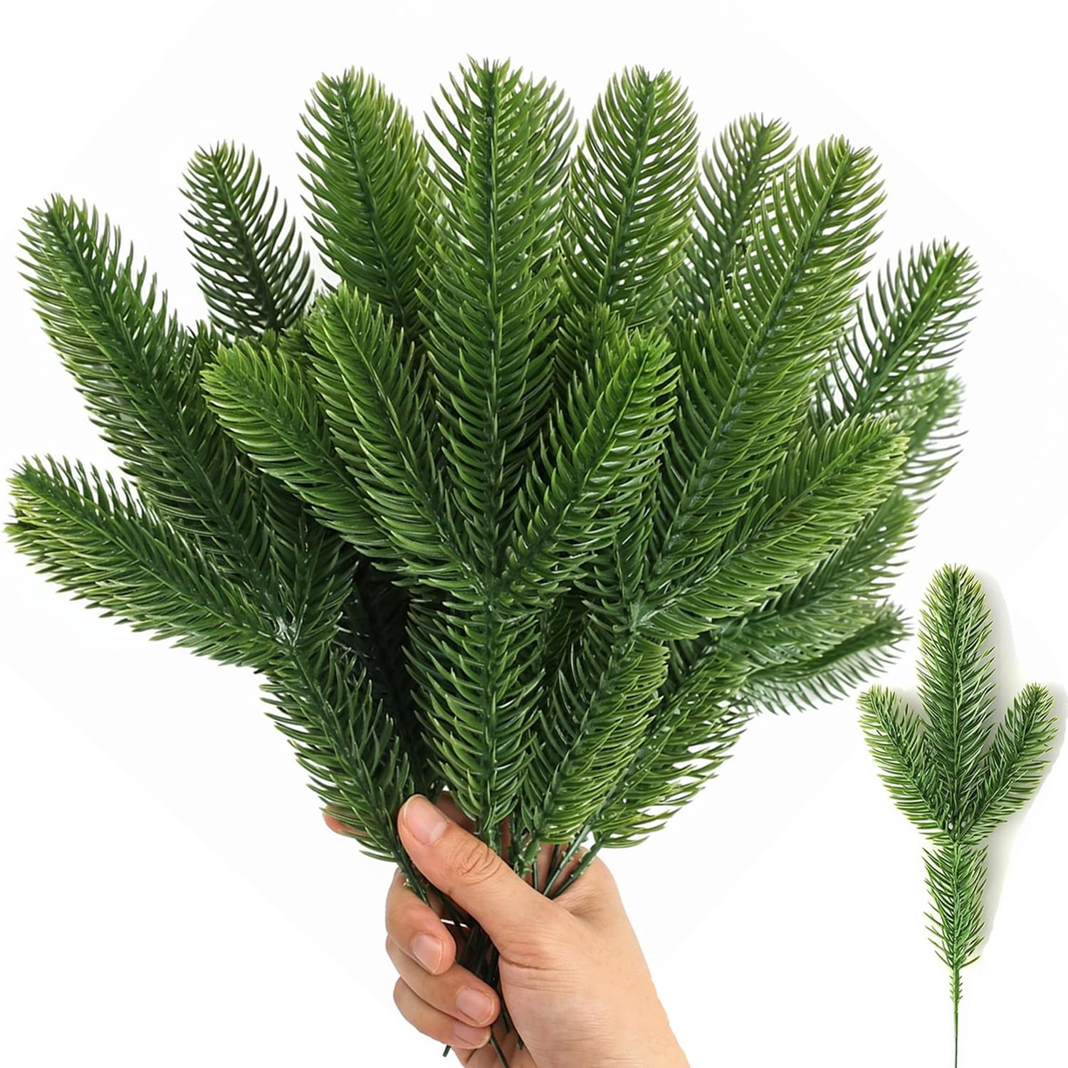 30 Pcs Artificial Pine Needles Branches, Faux Pine Branches for Xmas Decor