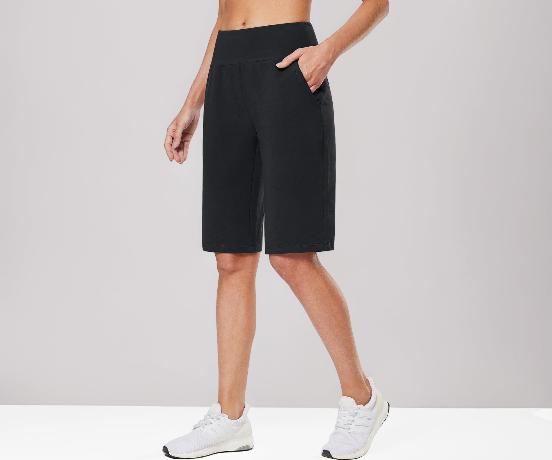 baleaf Women Bermuda Shorts Knee Length Cotton Athletic Casual