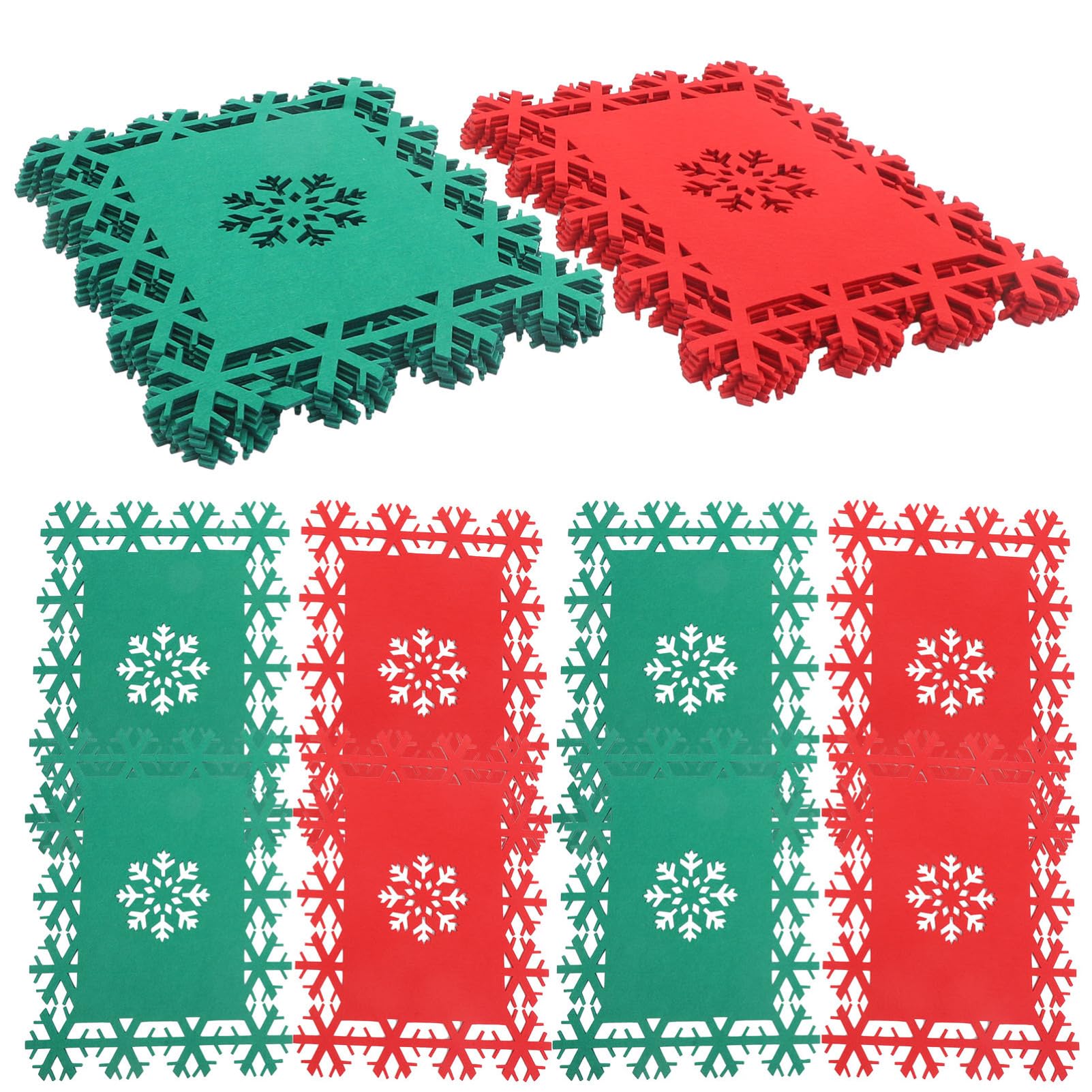 Table feutrine motif flocons pour créer une ambiance de Noël dans votre salle à manger