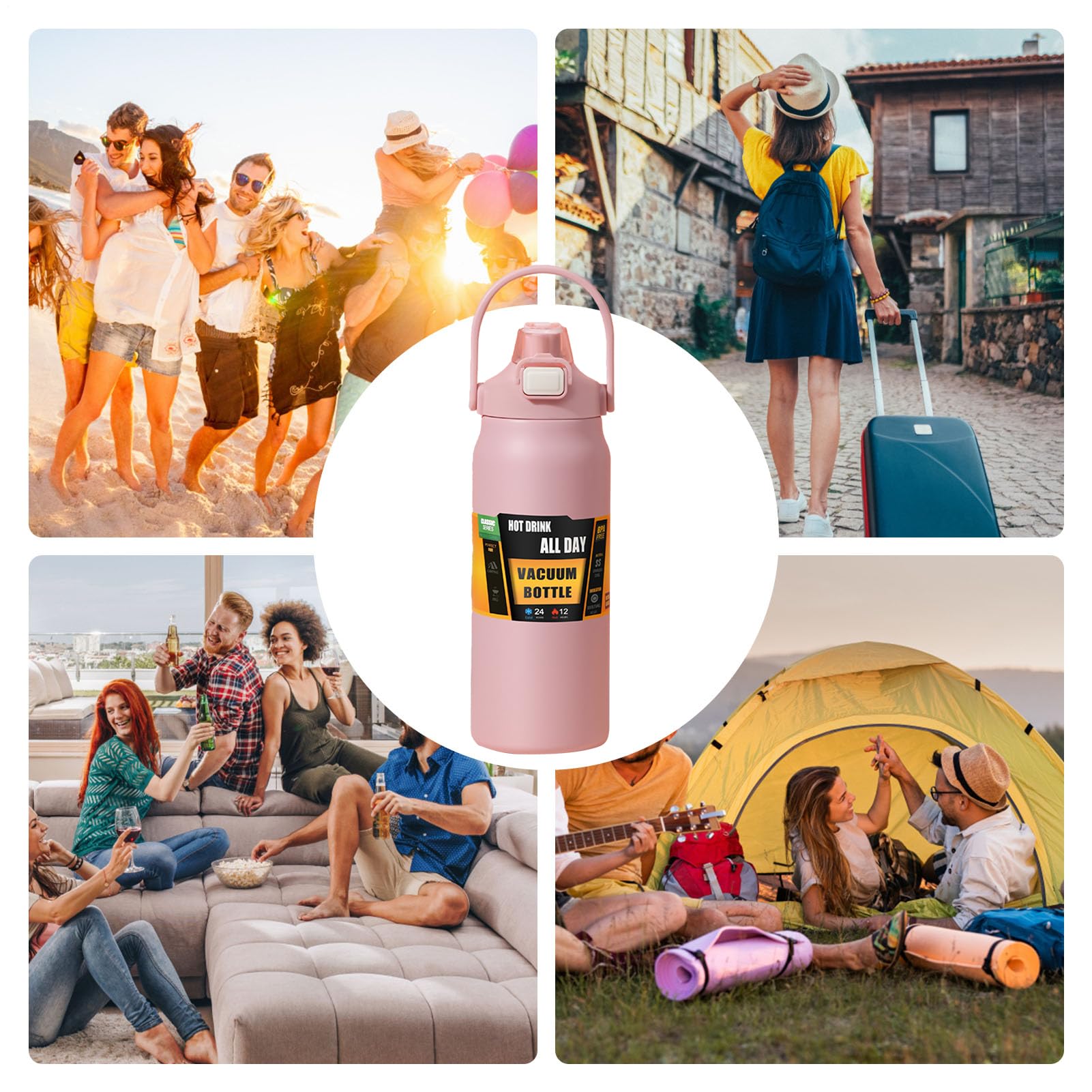 Borraccia Borraccia In Acciaio Inossidabile Da 1500ml Con Cannuccia | Bottiglia per Acqua Fresca Per Bambini, Donne, Uomini, Scuola, Sport, Casa, Viaggio, Caffè E Bevande