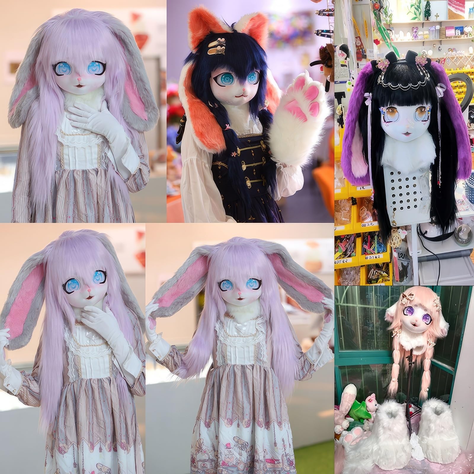Maska Zwierzęca Fursuit Kig, Zwierzęcy Kaptur W Stylu Anime Z Ogonem I Pluszowymi Rękawiczkami, Nadające Się Do Noszenia Przebranie Z Kapturem (Color : 2)