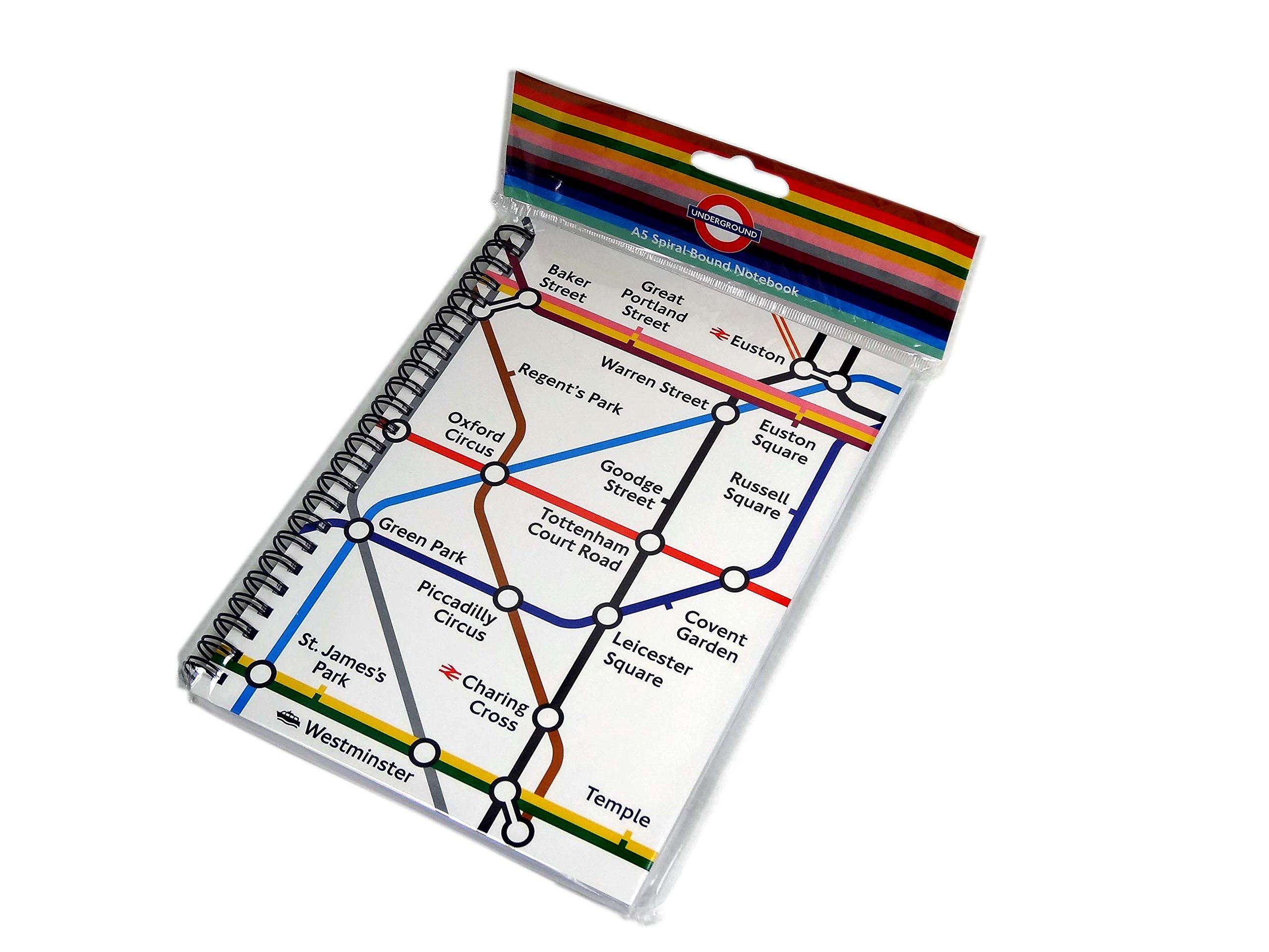 Note Book (A5 Spiral Bound) with London Underground Map Print, Transport for London Collectible Stationery