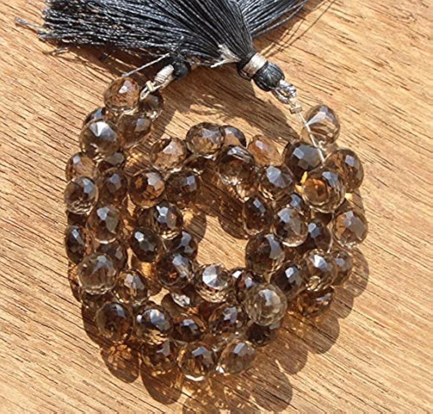 Quartz fumé naturel perles facettées oignon briolette 8x8-9x9 mm LKBEADS 4.5 inch