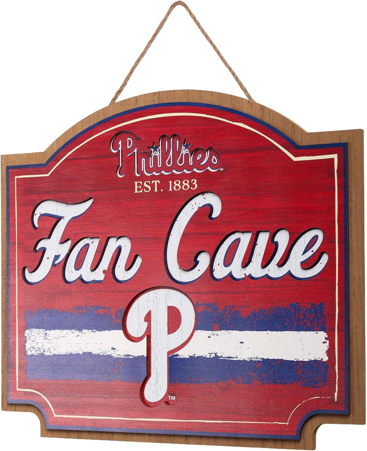 FOCO MLB Official Primary Logo Wordmark Established 15" Fan Cave Wall Sign (Philadelphia Phillies, One Size)