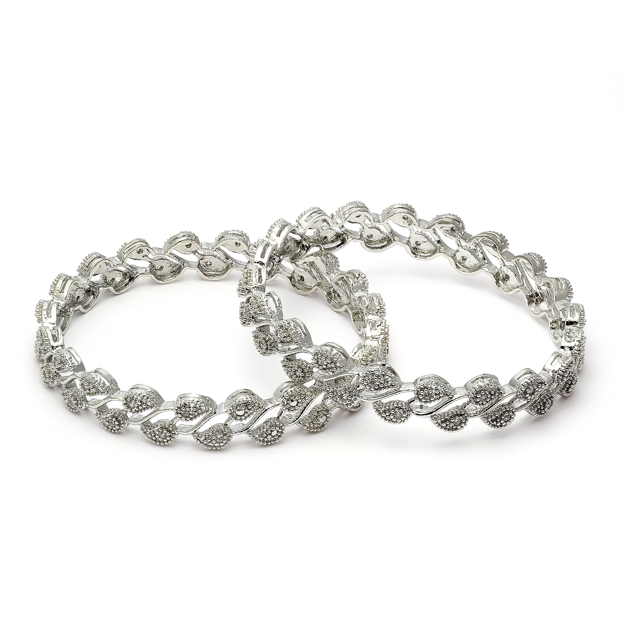 Leaf Shaped American Diamond Gold Plated Bangles Jewellery For Women & Girls